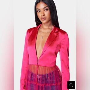 BEBE - satin tailored jacket with tulle hem